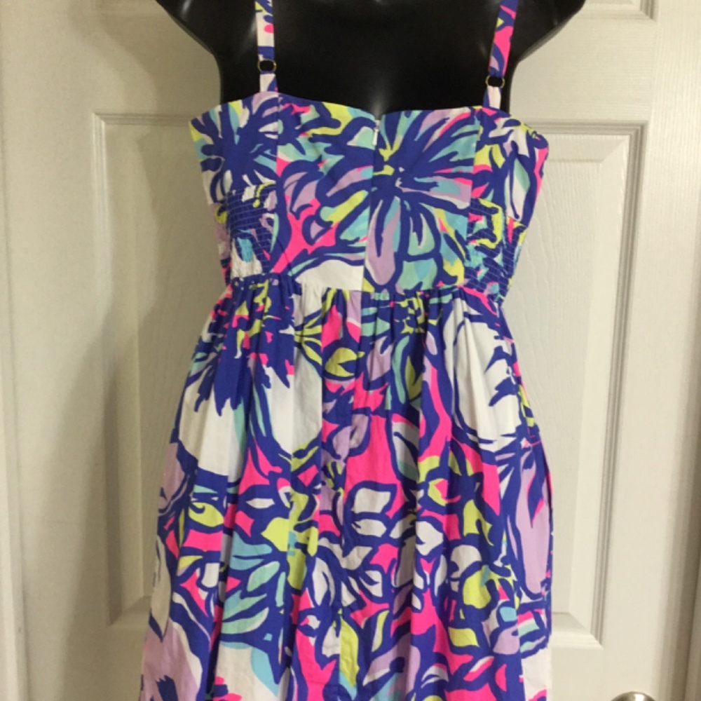 Lilly Pulitzer Floral Midi Dress in Pink, Blue, Green, Lavender - Picture 4 of 12